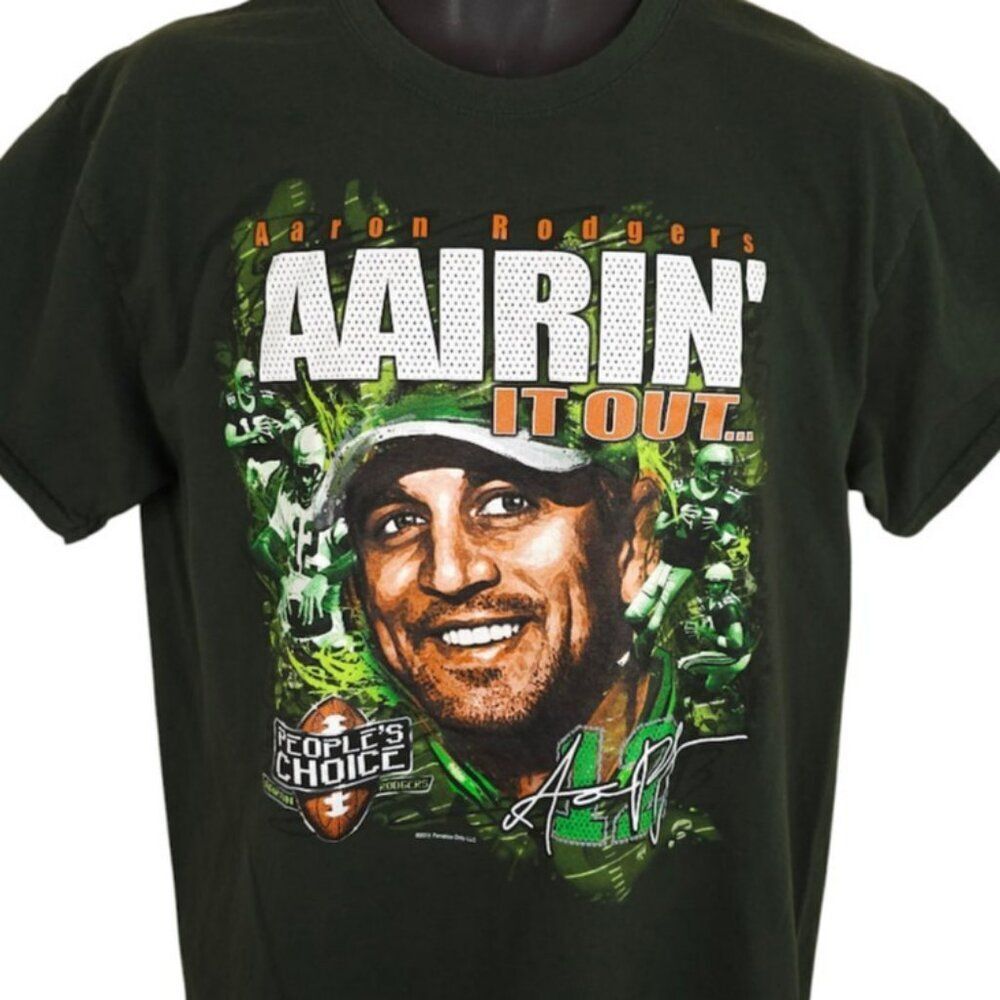 Green Bay Packers T Shirt Mens Size Large Green Aaron Rodgers NFL Football